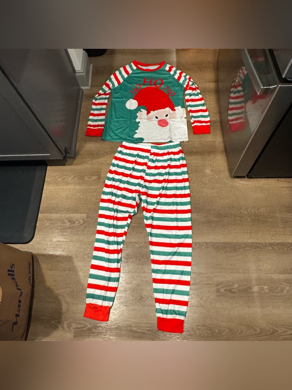 Christmas Santa Stripe Pajama Set - Red, Green & White